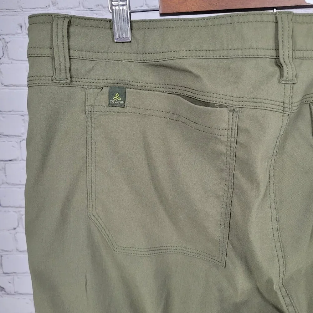 PrAna Green Breathe Nylon Stretch Lightweight Snap Cuff Cargo Pants Size (40x30)